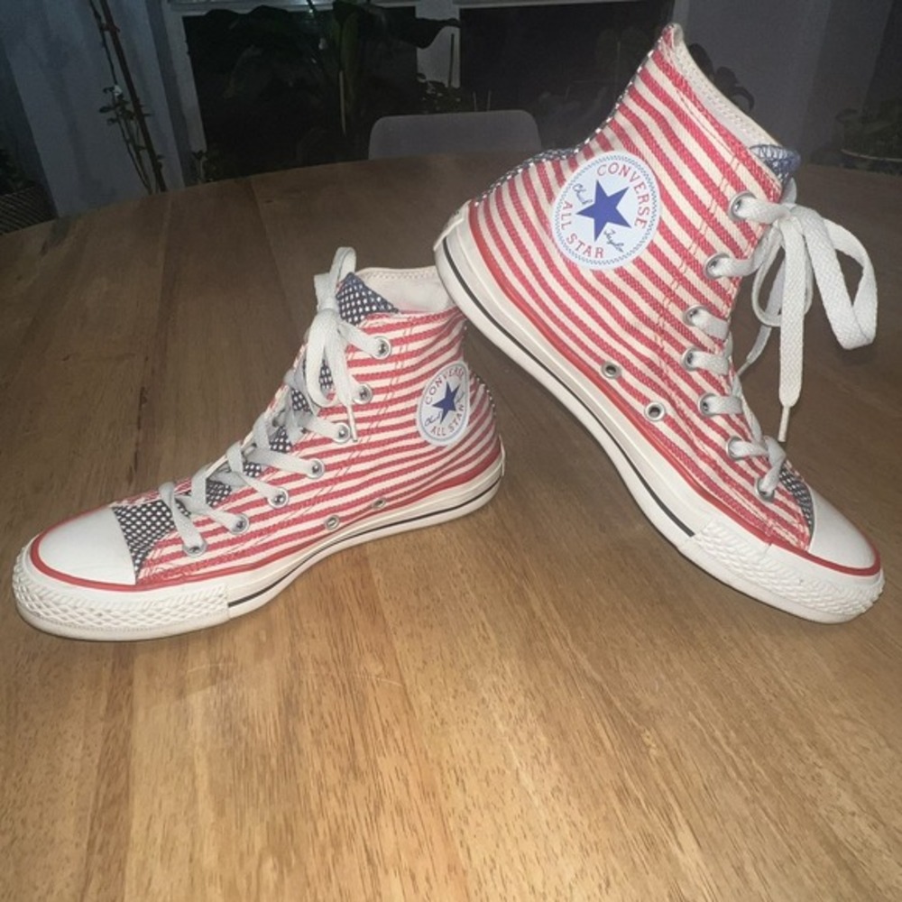 CONVERSE AMERICAN FLAG HIGH TOP‎ SHOES MEN 6 WN 8 STARS STRIPE SNEAKERS RED Blue